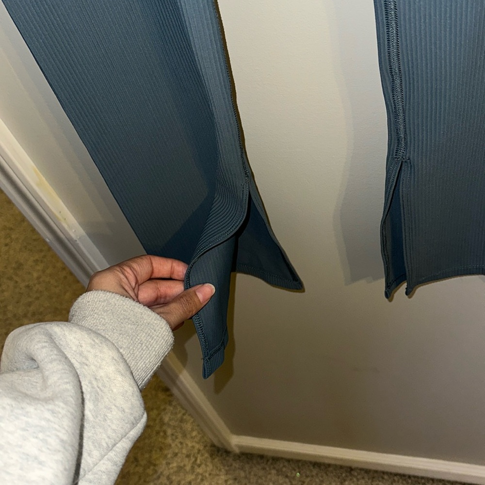 Old Navy Medium Blue Ribbed Powersoft Split Pants - image 2